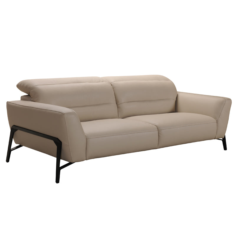 Taupe Leather, Iron & Wood Sofa & Chair Set