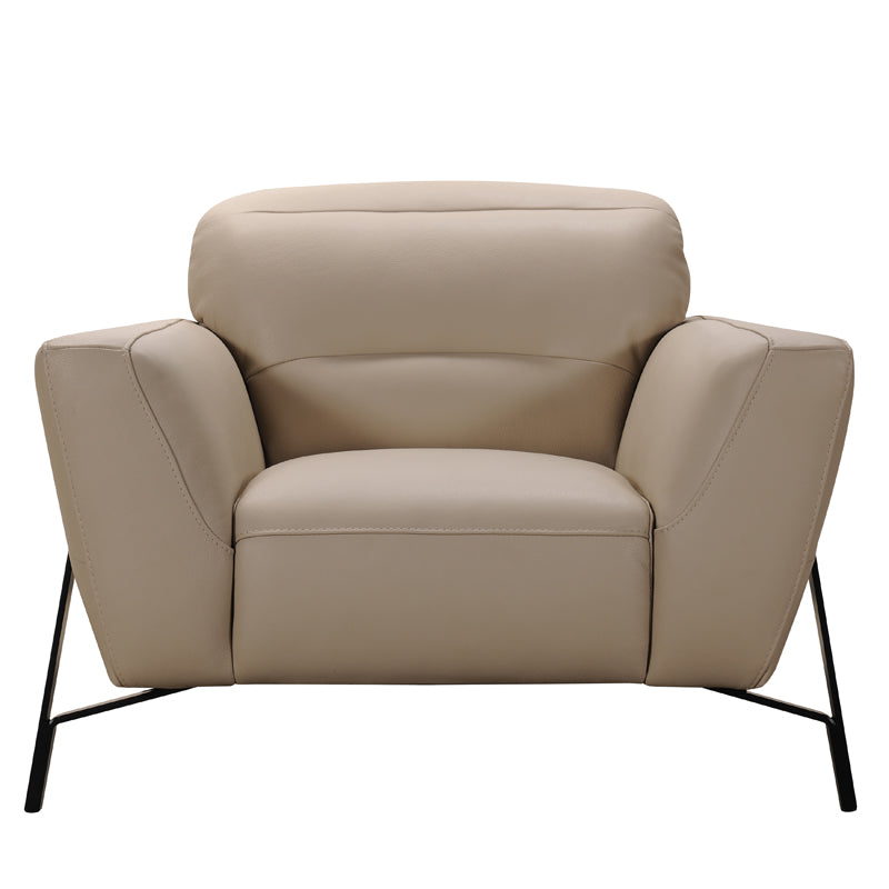 Taupe Leather, Iron & Wood Sofa & Chair Set