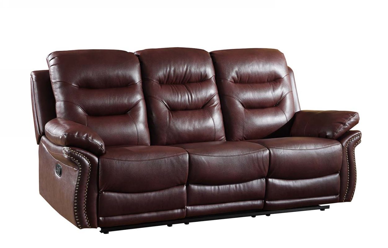 90" Burgundy Faux Leather Reclining Sofa