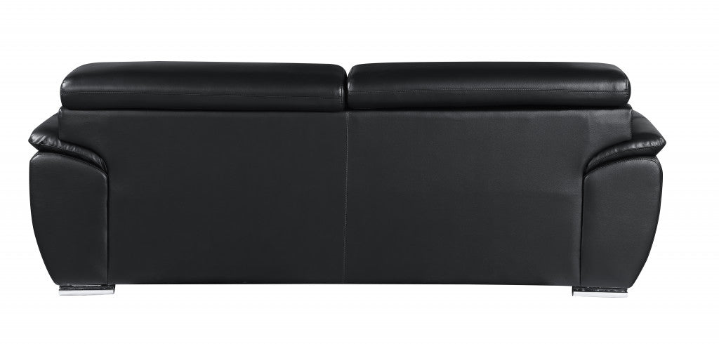 86" Black Faux Leather Sofa