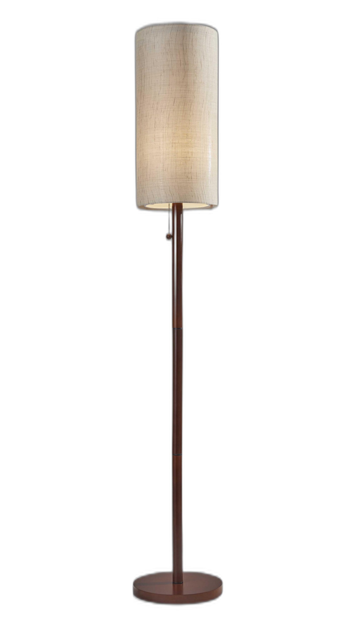 Solid Wood 65" Lamp With Beige Drum Shade