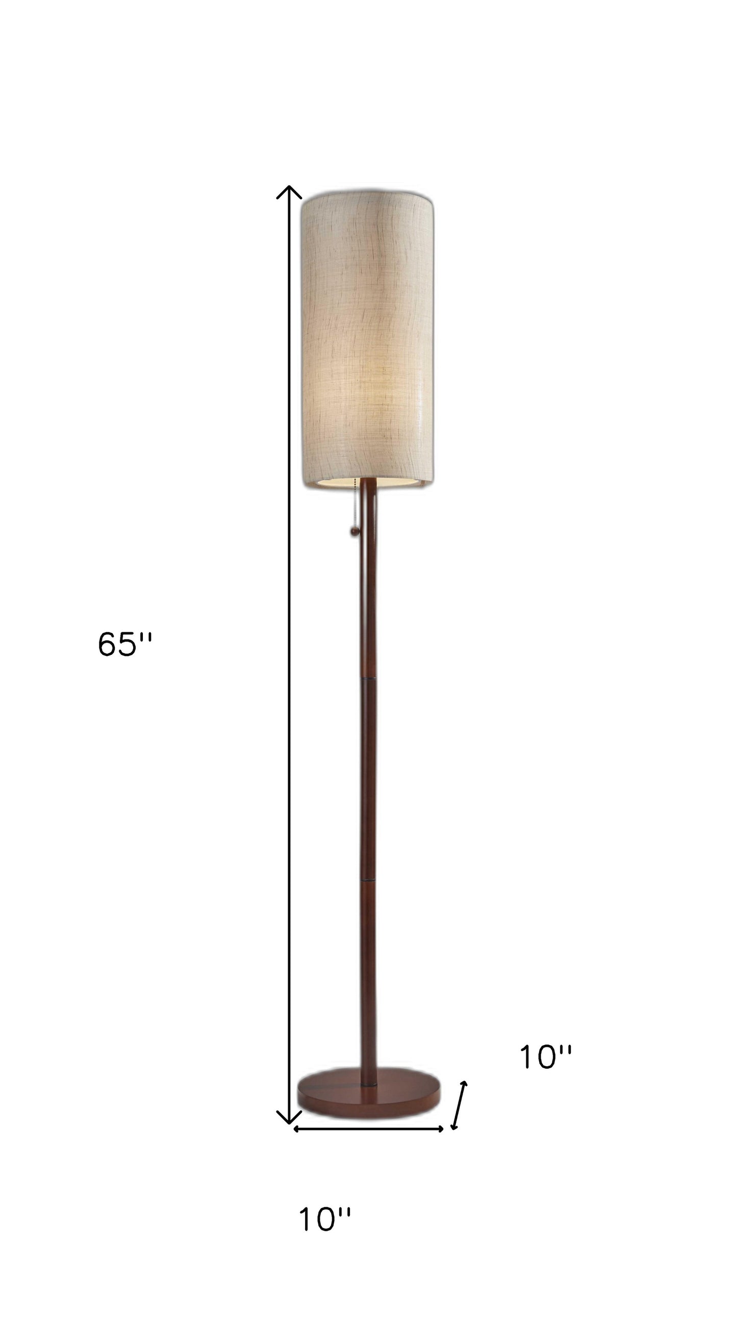 Solid Wood 65" Lamp With Beige Drum Shade