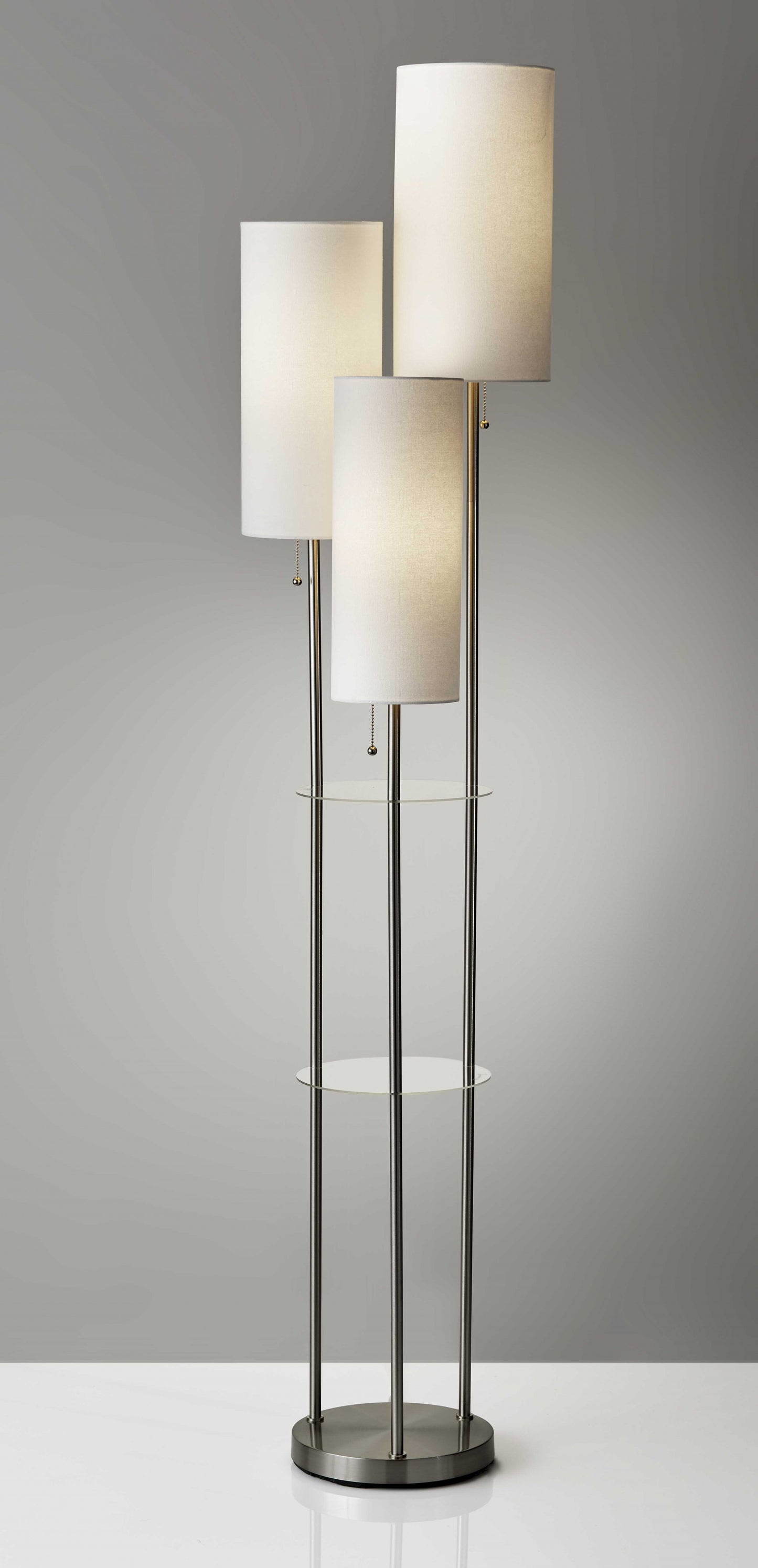 Beautiful Stainless Steel Three Light Lamp With Glass Tabletop