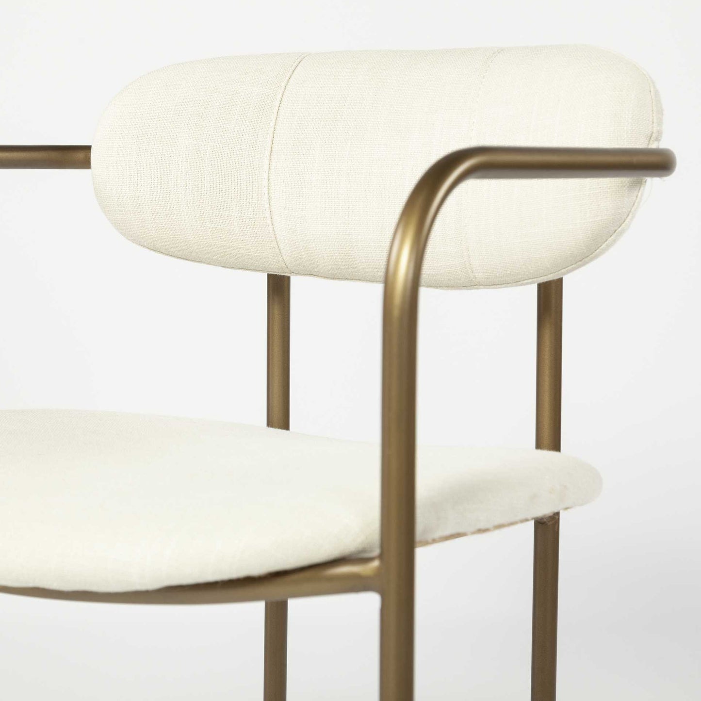 Set Of Two Cream Fabric Seat With Gold Iron Frame Dining Chair