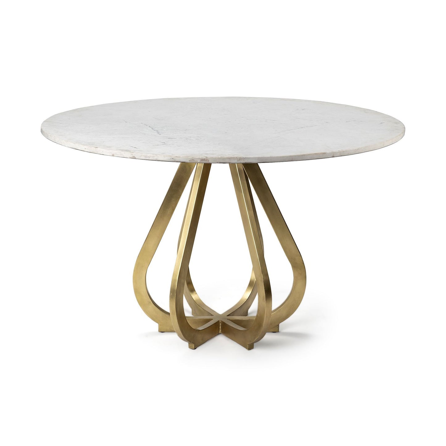 48" Round White Marble Top With Gold Iron Base