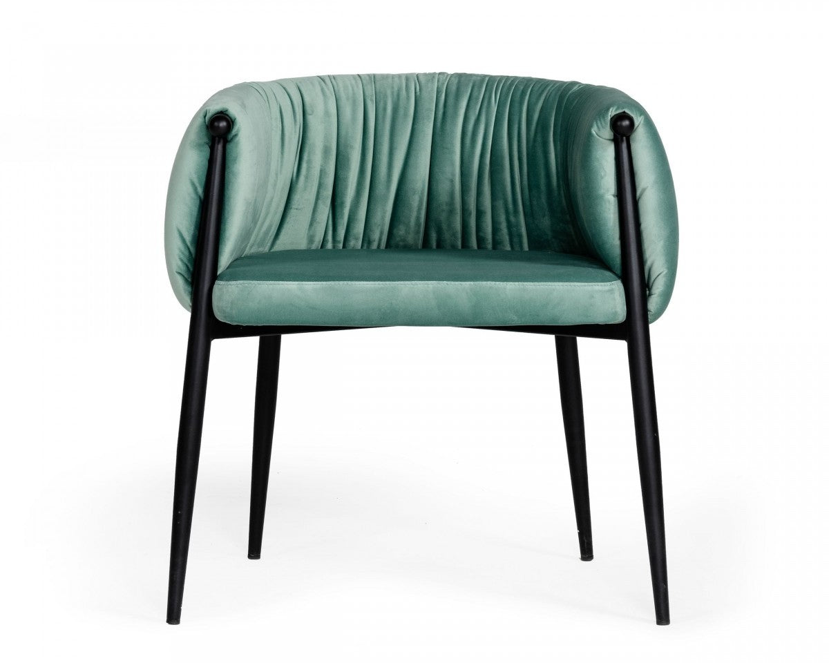 Mod Light Green & Black Velvet Dining Or Side Chair