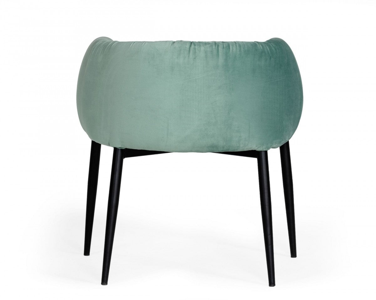 Mod Light Green & Black Velvet Dining Or Side Chair