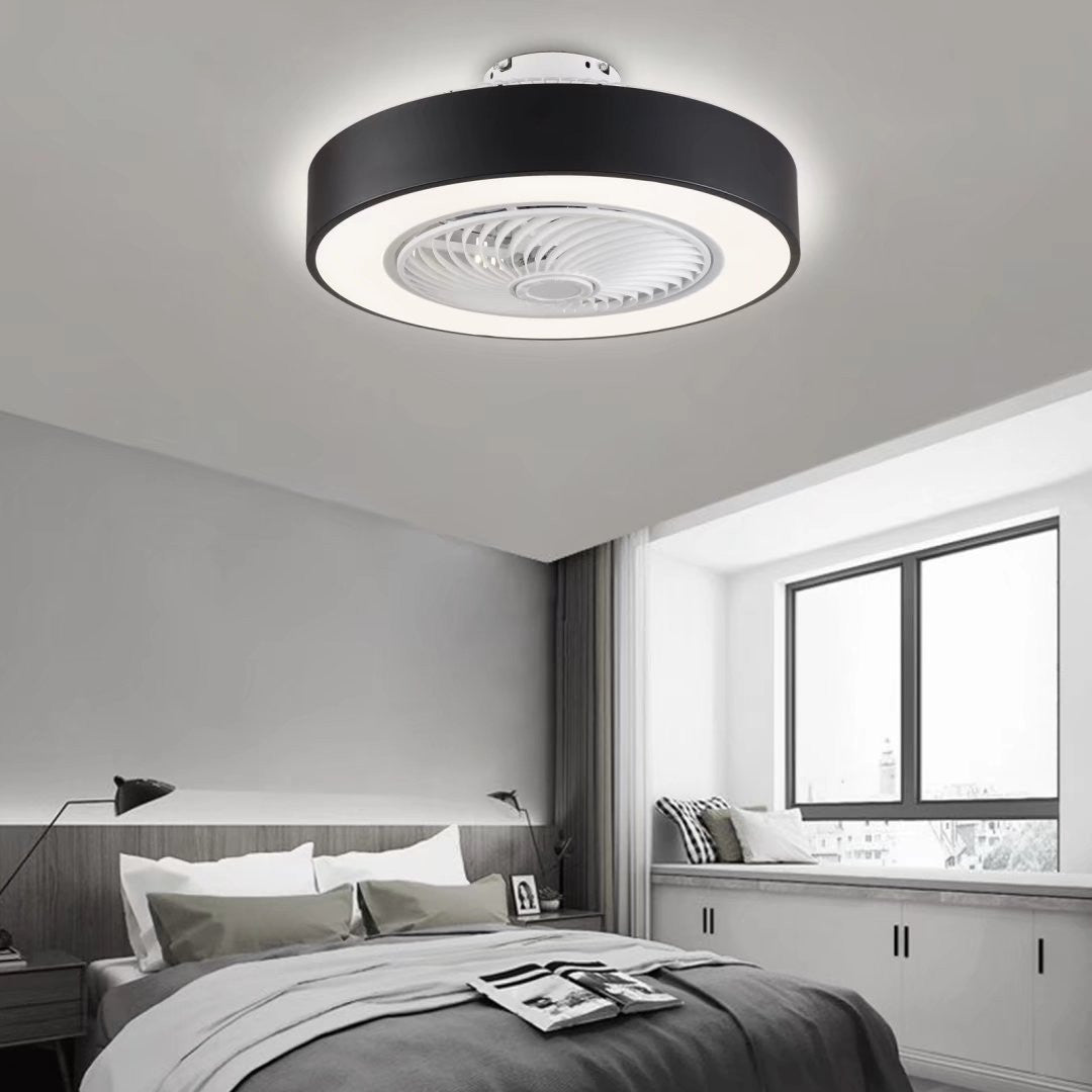 Black And White Mod Invisible Blade Ceiling Fan And Light