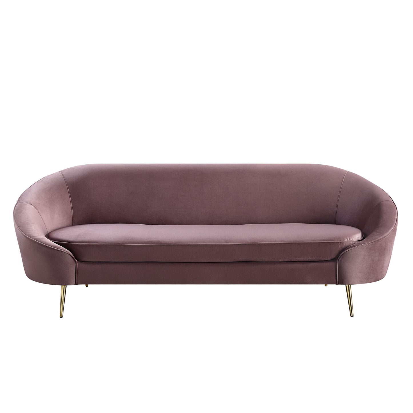 90" Pink Velvet And Gold Sofa