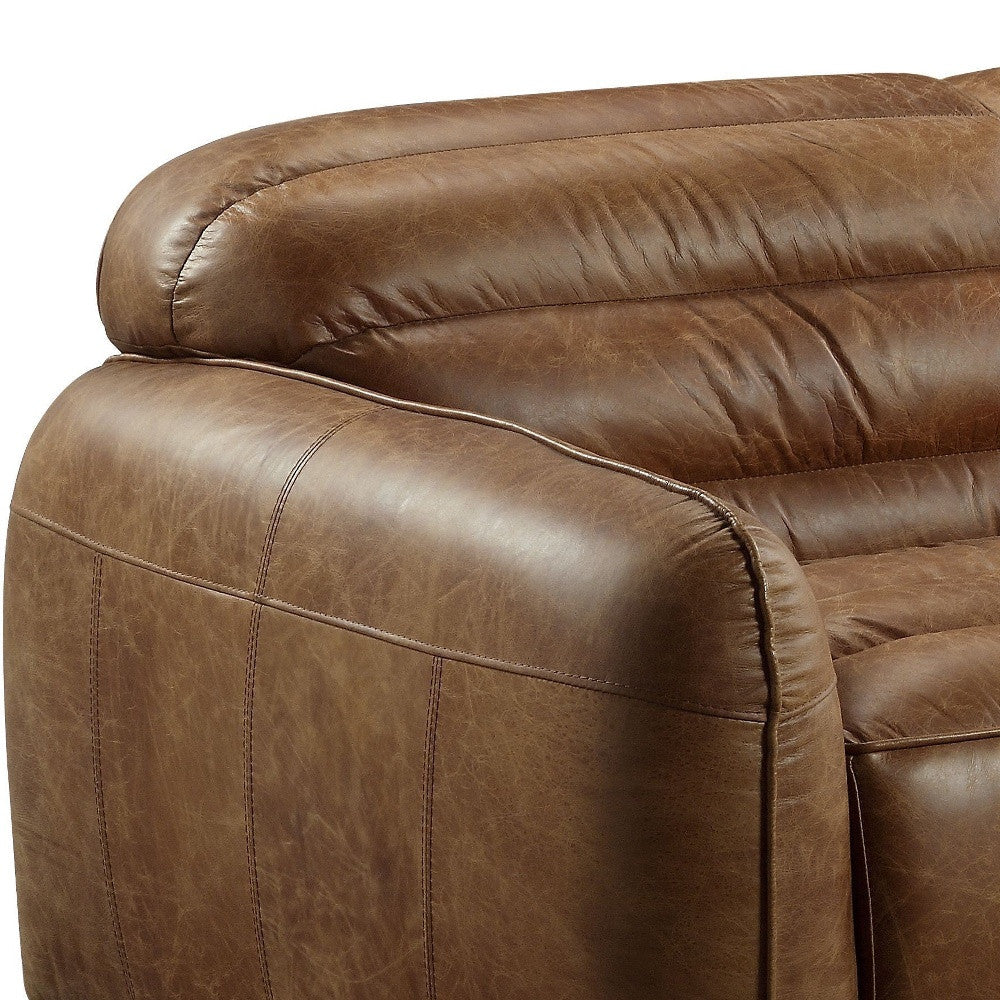 95" Premium Cocoa Top Grain Leather Sofa