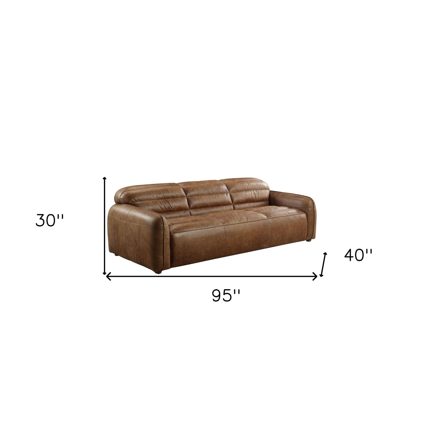 95" Premium Cocoa Top Grain Leather Sofa