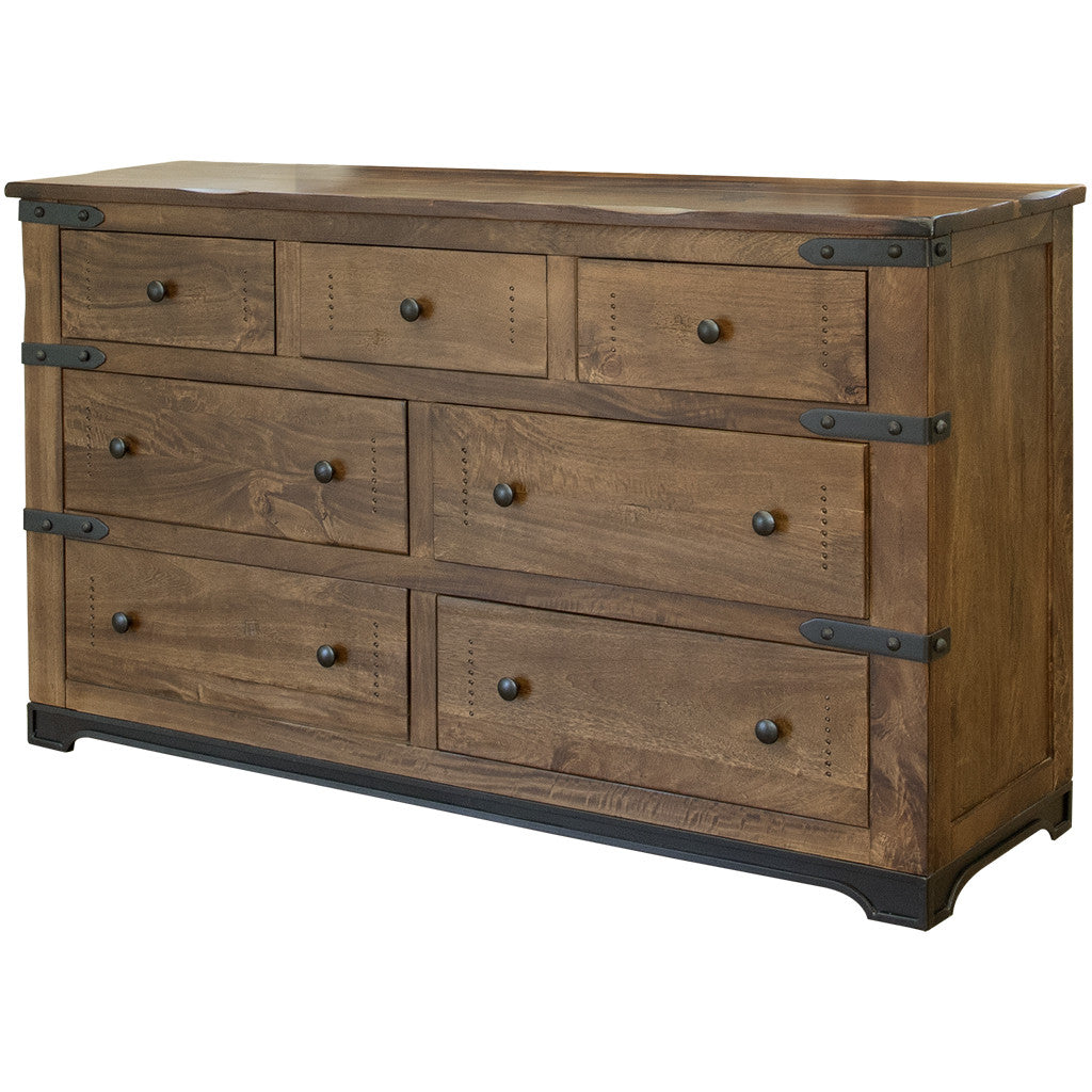 70" Natural Solid Wood Seven Drawer Triple Dresser