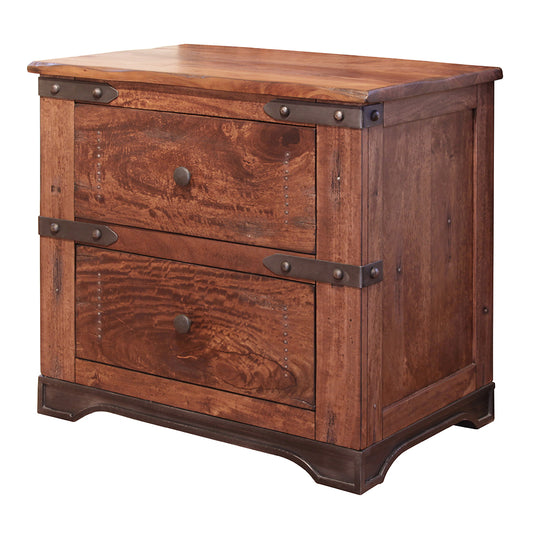 29" Solid Wood Two Drawer Nightstand